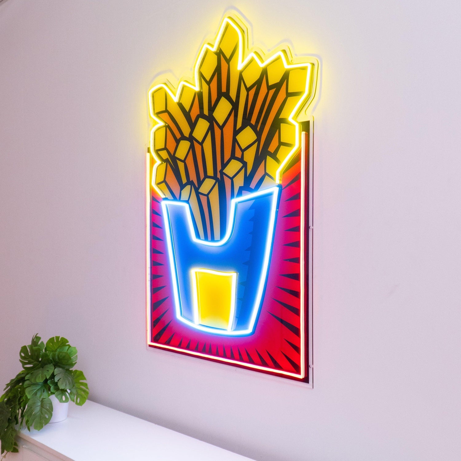 French Fries Uv Printed Led Neon Sign With Radiant Colors For Fast Food Decor | Shineneon