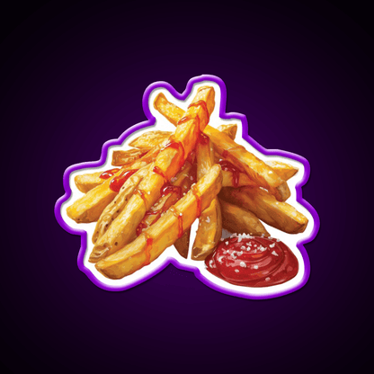 French Fries With Ketchup And Sea Salt Snack Food Led Neon Sign Rgb Color - Shineneon