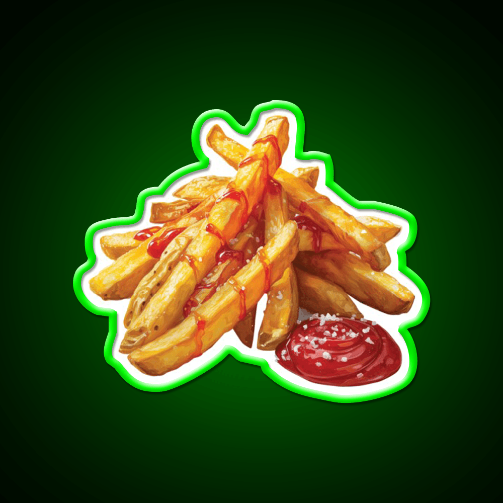 French Fries With Ketchup And Sea Salt Snack Food Led Neon Sign Rgb Color - Shineneon