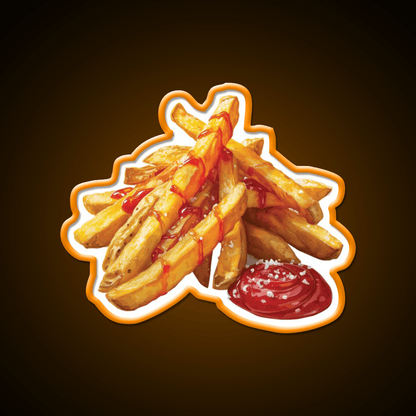 French Fries With Ketchup And Sea Salt Snack Food Led Neon Sign Rgb Color - Shineneon
