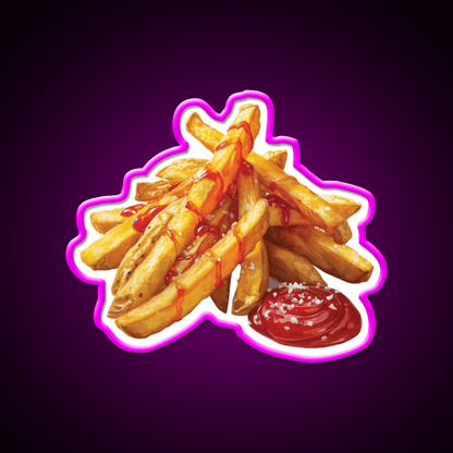 French Fries With Ketchup And Sea Salt Snack Food Led Neon Sign Rgb Color - Shineneon