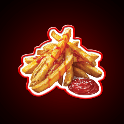French Fries With Ketchup And Sea Salt Snack Food Led Neon Sign Rgb Color - Shineneon