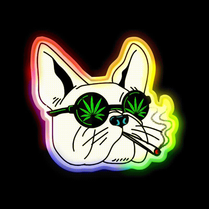 Frenchies Dog And Weed Fast Food Led Neon Sign For Burger Place Rgb Color - LED neon sign close-up detail