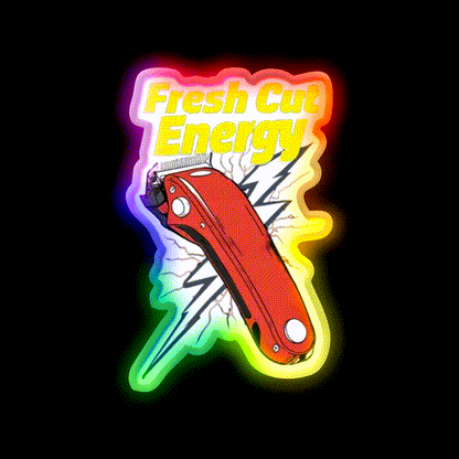 Fresh Cut Energy Barber Vibes Only Barber Shop Haircut Led Neon Sign - LED neon sign close-up detail