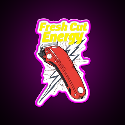 Fresh Cut Energy Barber Vibes Only Barber Shop Haircut Led Neon Sign - Neon sign mounted on wall in room