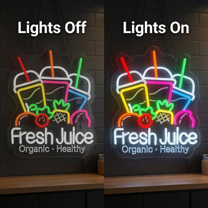 Fresh Juice LED Neon Sign - 06 Day Night Comparison