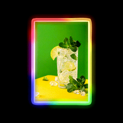 Fresh Mojito On Green And Yellow Party Drink Tequila Led Neon Sign Rgb Color - LED neon sign close-up detail