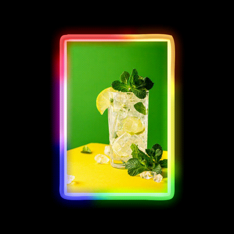 Fresh Mojito On Green And Yellow Party Drink Tequila Led Neon Sign Rgb Color - LED neon sign close-up detail