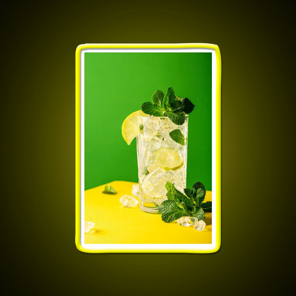 Fresh Mojito On Green And Yellow Party Drink Tequila Led Neon Sign Rgb Color - Custom LED neon sign front view