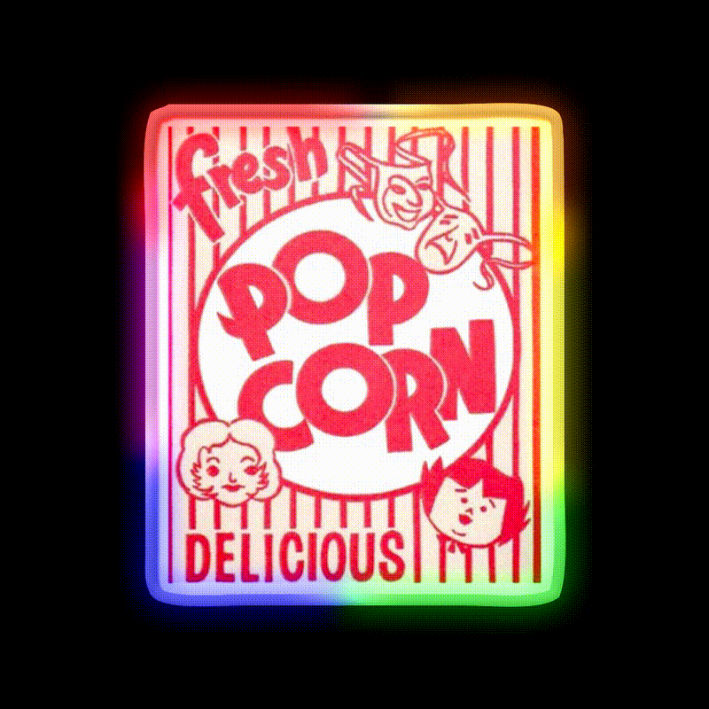 Fresh Popcorn Snack Food Led Neon Sign Rgb Color - LED neon sign close-up detail