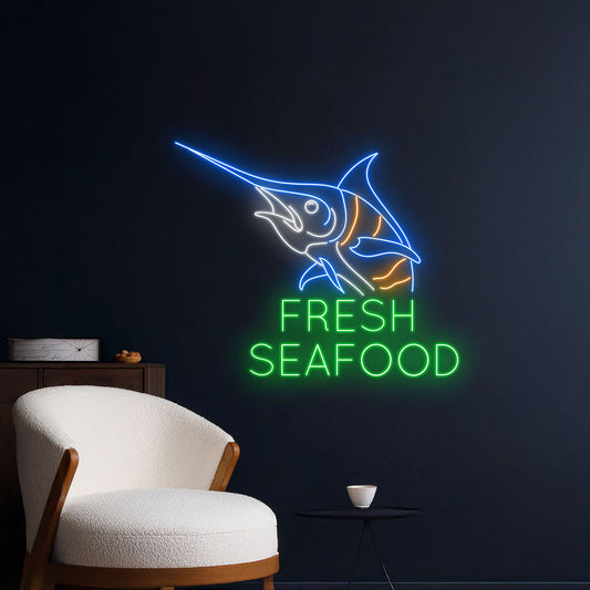 Fresh Seafood Atlantic Blue Marlin Fish Neon Sign