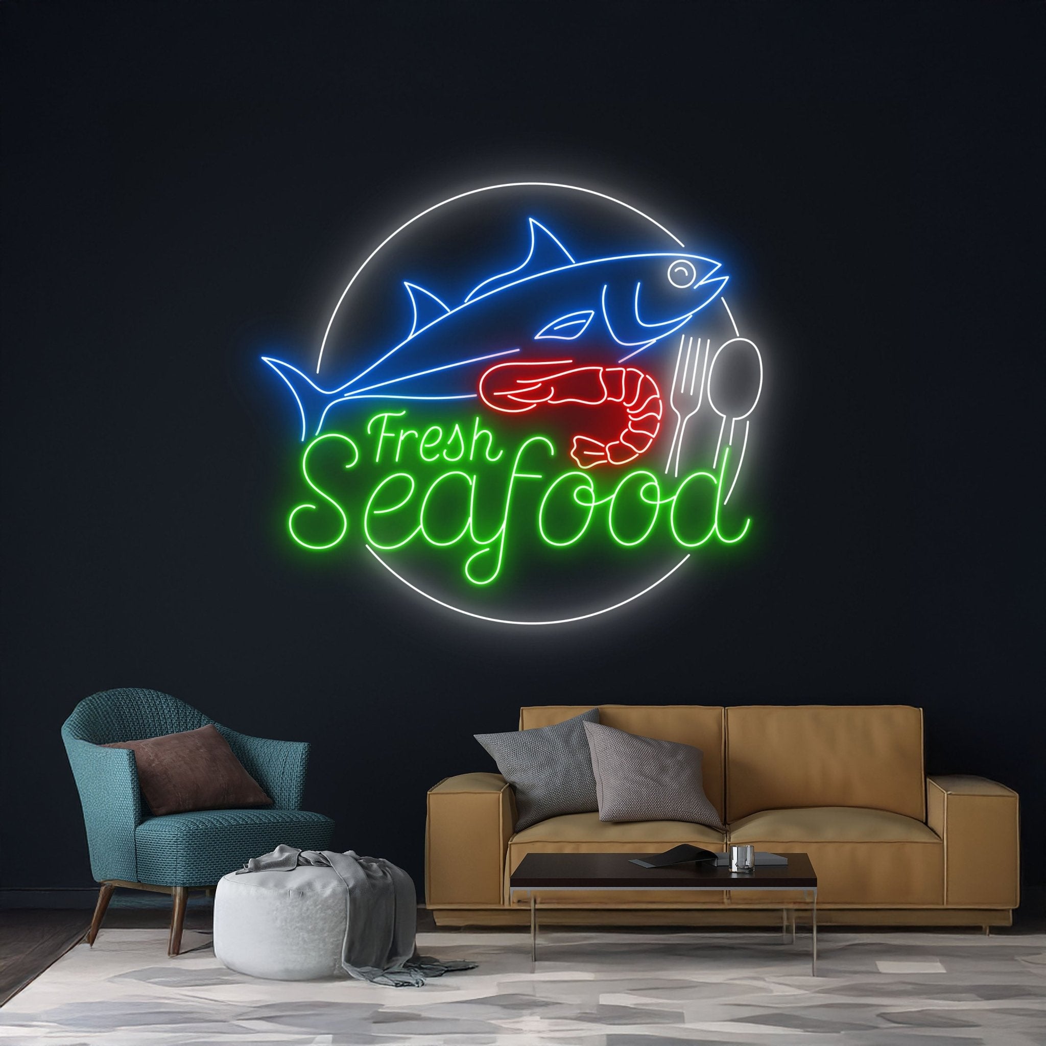 Fresh Seafood Neon Sign Lobster Fish Led Light - Shineneon