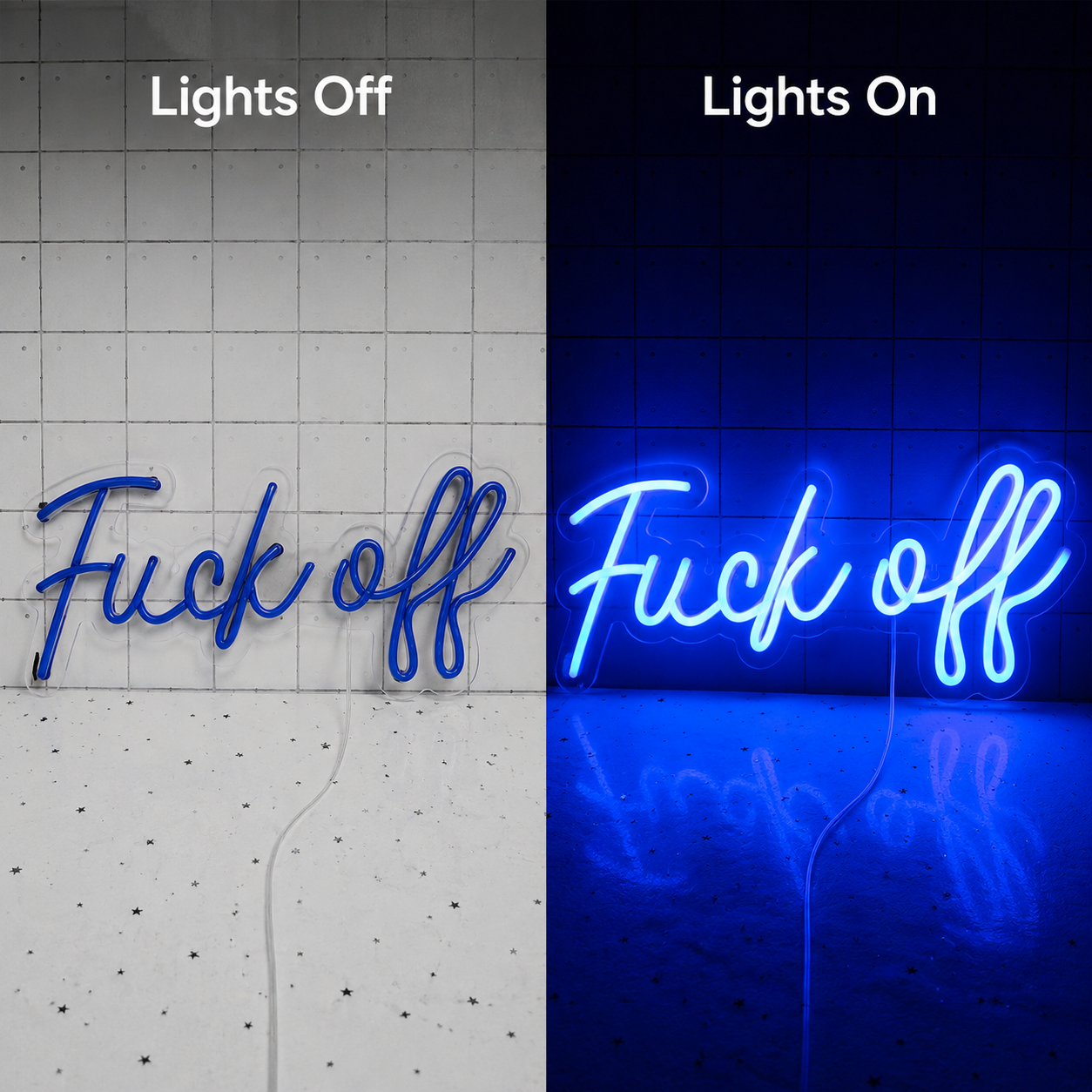 Frick Off LED Neon Sign - 06 Day Night Comparison