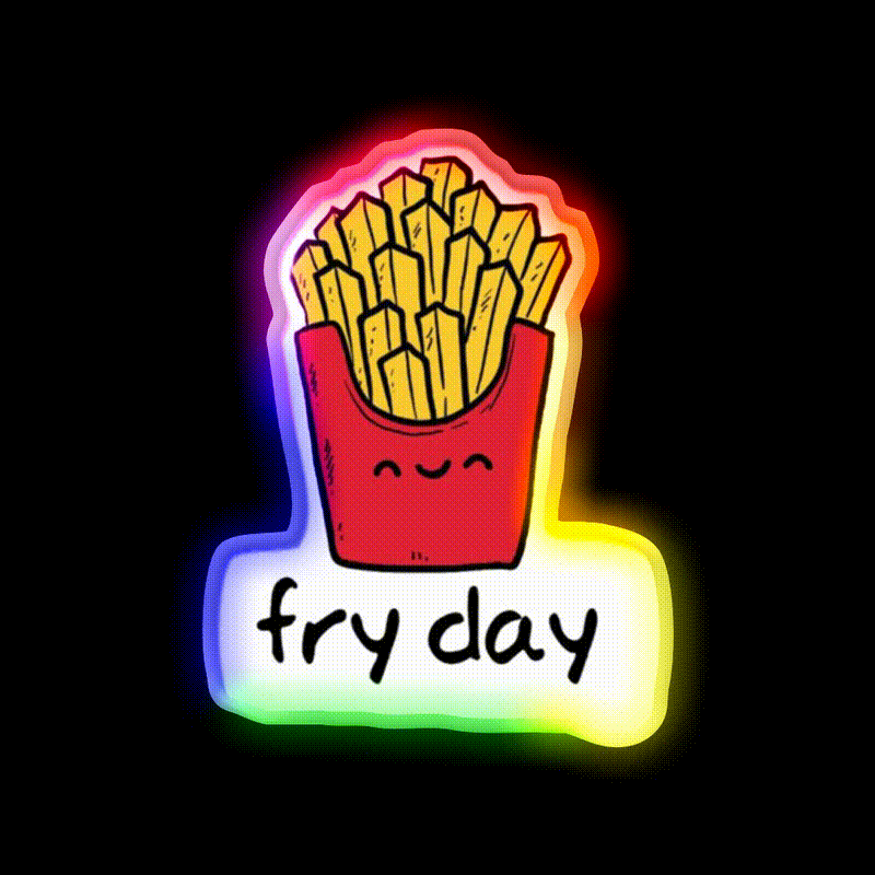Friday Snack Food Led Neon Sign Rgb Color - LED neon sign close-up detail