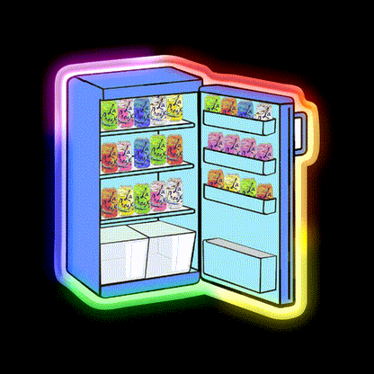 Fridge Full Of Happiness Snack Food Led Neon Sign Rgb Color - LED neon sign close-up detail