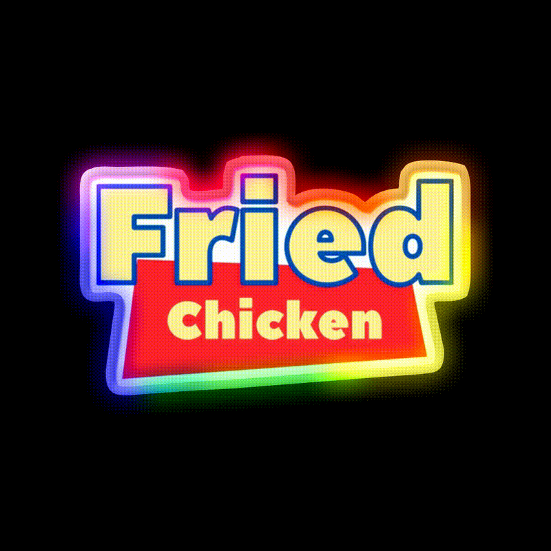 Fried Chicken Bootleg Funny Fast Food Led Neon Sign For Burger Place Rgb Color - LED neon sign close-up detail