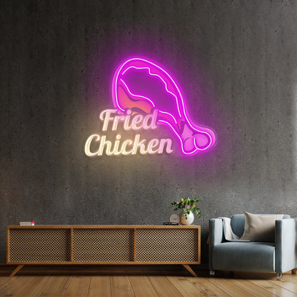 Fried Chicken Custom Led Signs Artwork For Wall Decor