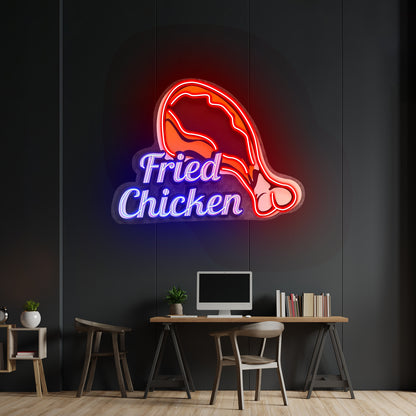 Fried Chicken Custom Led Signs Artwork For Wall Decor