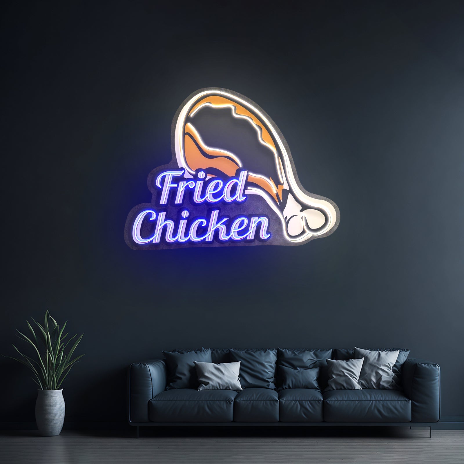 Fried Chicken Custom Led Signs Artwork For Wall Decor