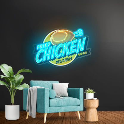 Fried Chicken Custom Led Signs Artwork For Wall Decor