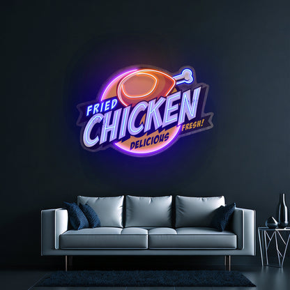 Fried Chicken Custom Neon Signs Artwork For Restaurant