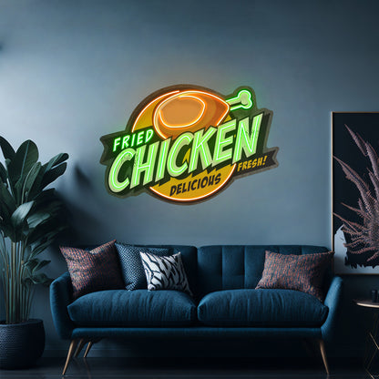 Fried Chicken Custom Neon Signs Artwork For Restaurant