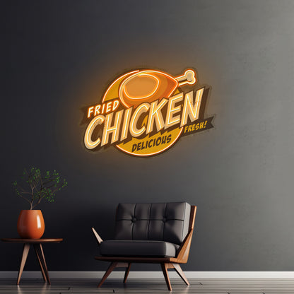 Fried Chicken Custom Led Signs Artwork For Wall Decor