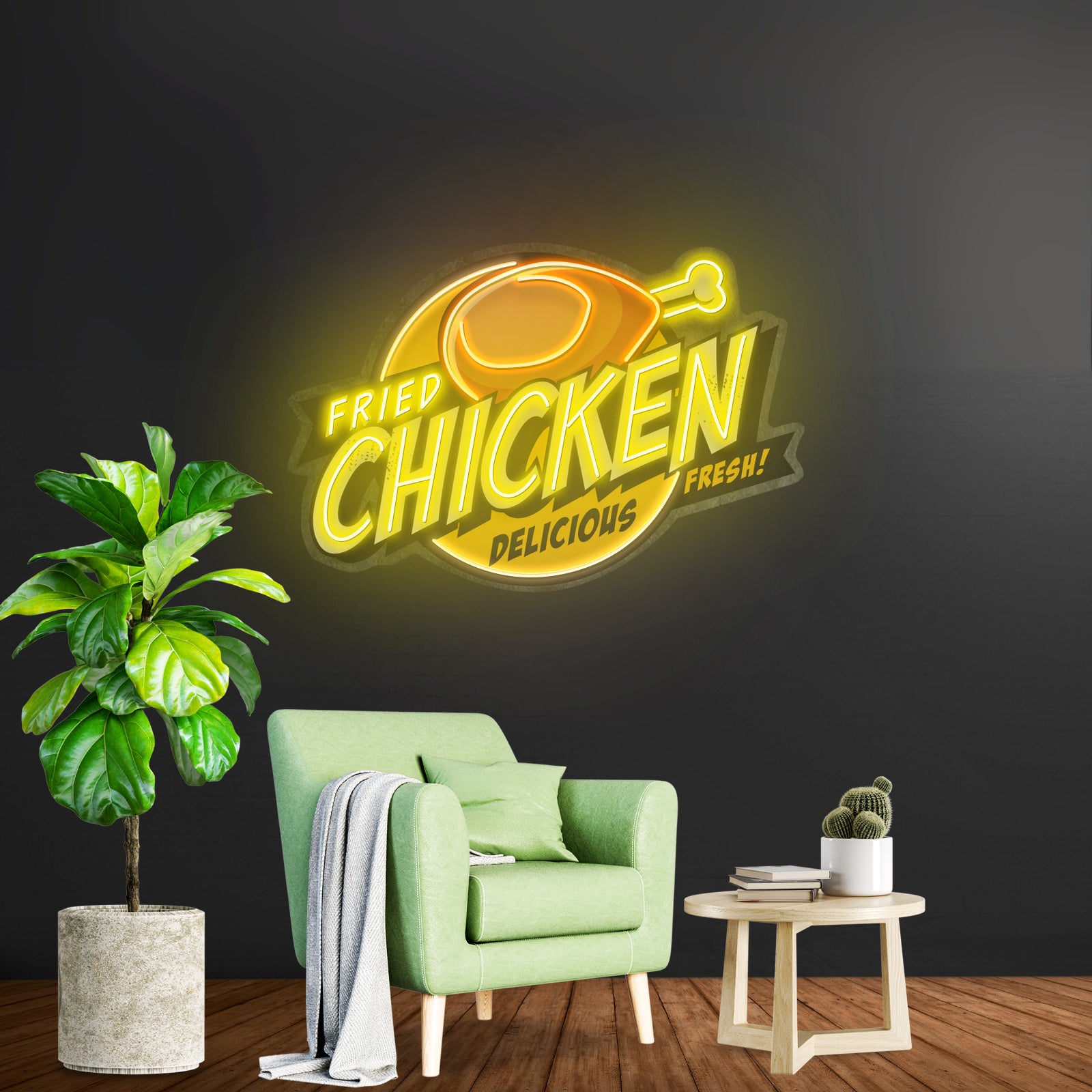 Fried Chicken Custom Led Signs Artwork For Wall Decor