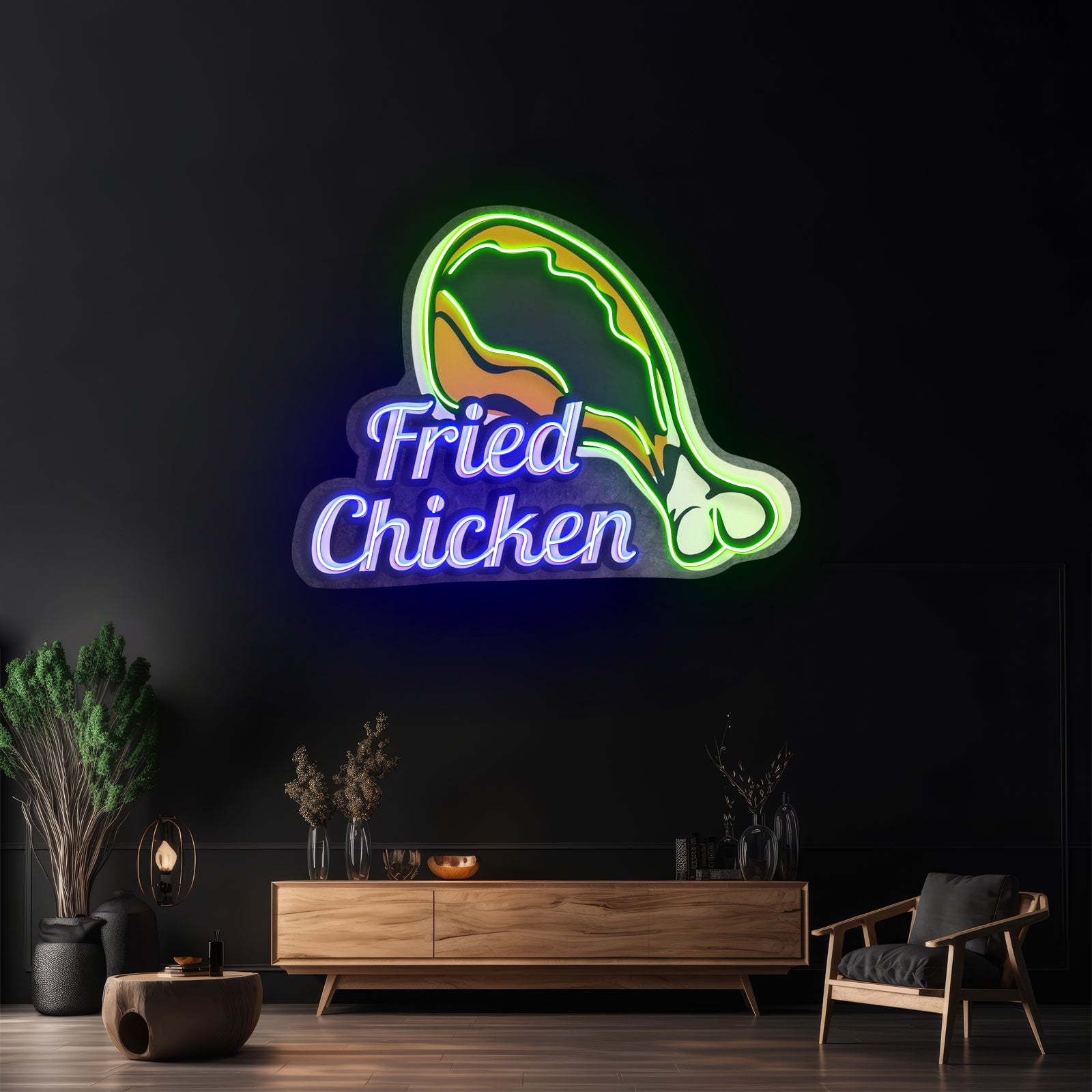 Fried Chicken Custom Neon Signs Artwork For Restaurant