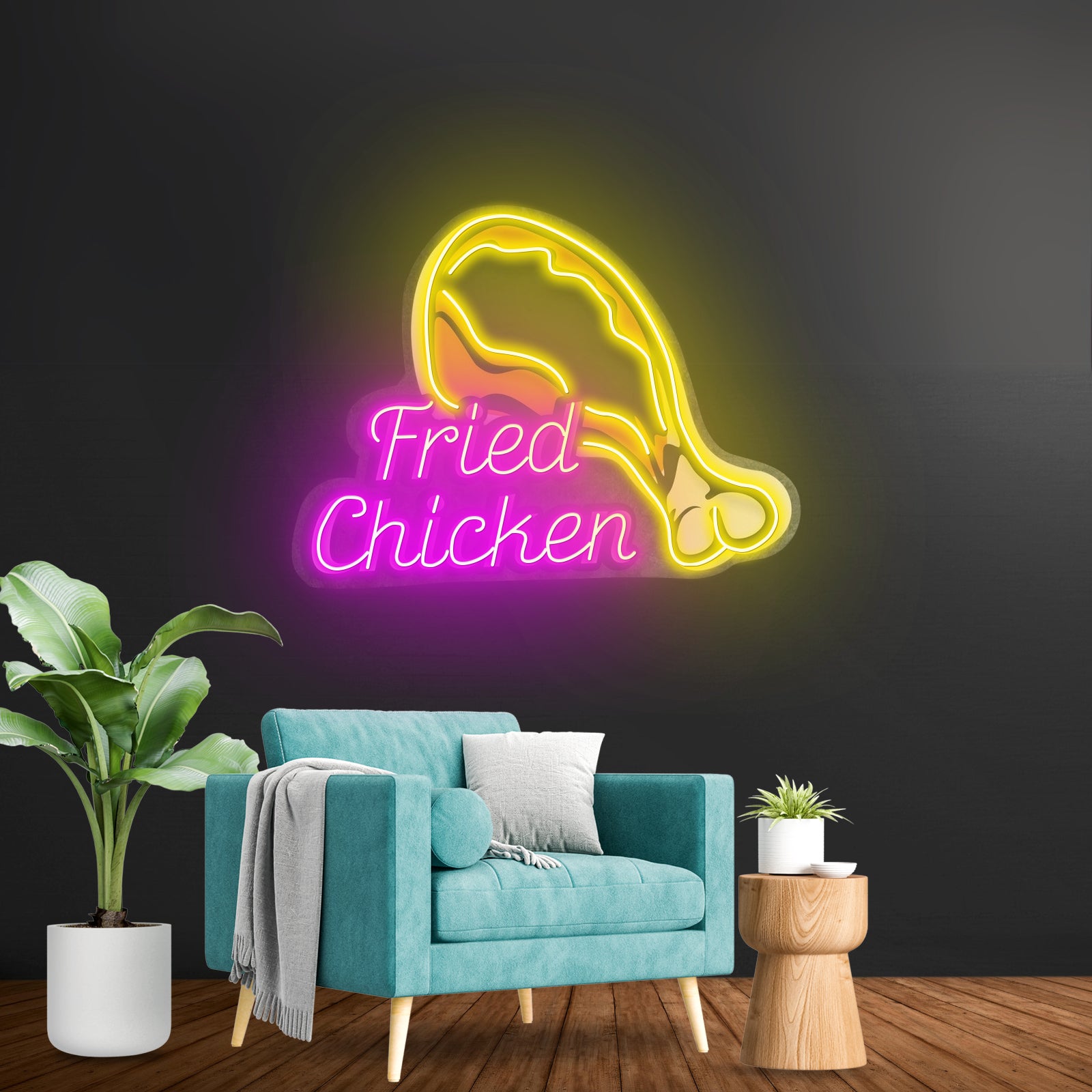 Fried Chicken Custom Neon Signs Artwork For Restaurant