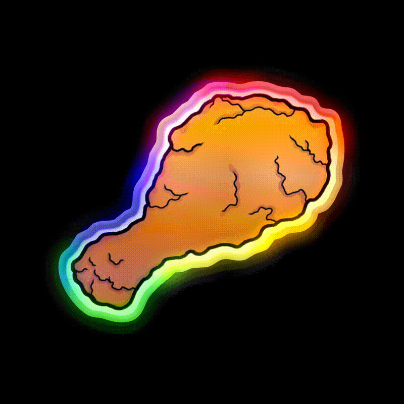 Fried Chicken Fast Food Led Neon Sign For Burger Place Rgb Color - LED neon sign close-up detail