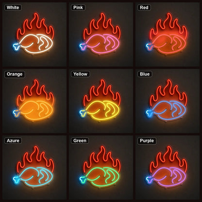 Fried Chicken Leg With Flames LED Neon Sign - Shineneon