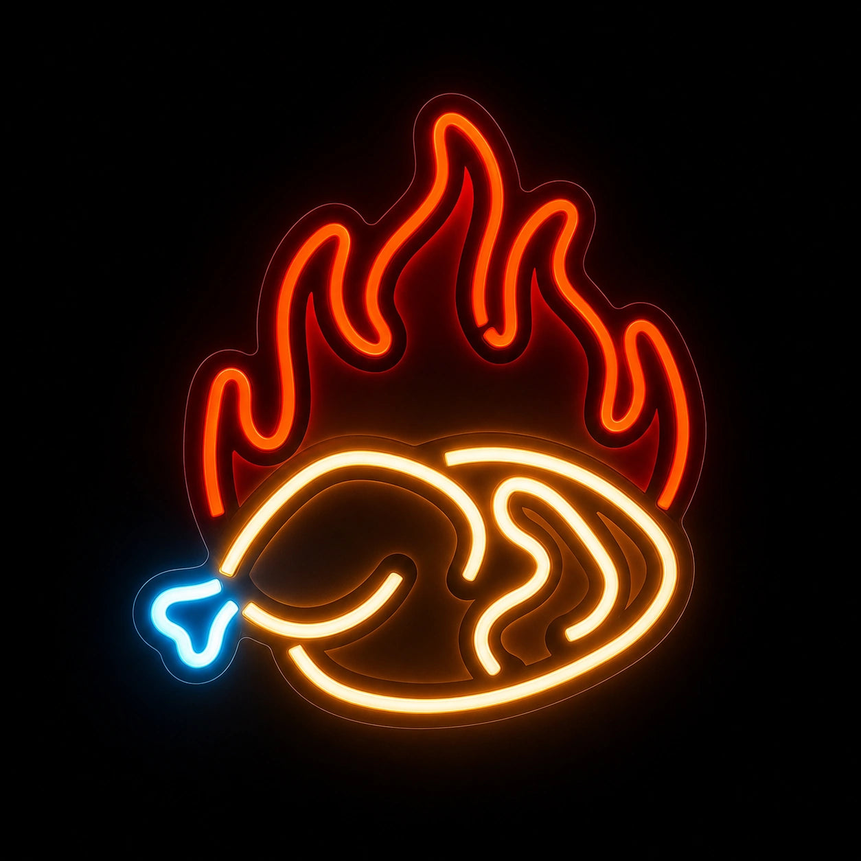 Fried Chicken Leg With Flames LED Neon Sign Home Bar Wall Decoration main product image