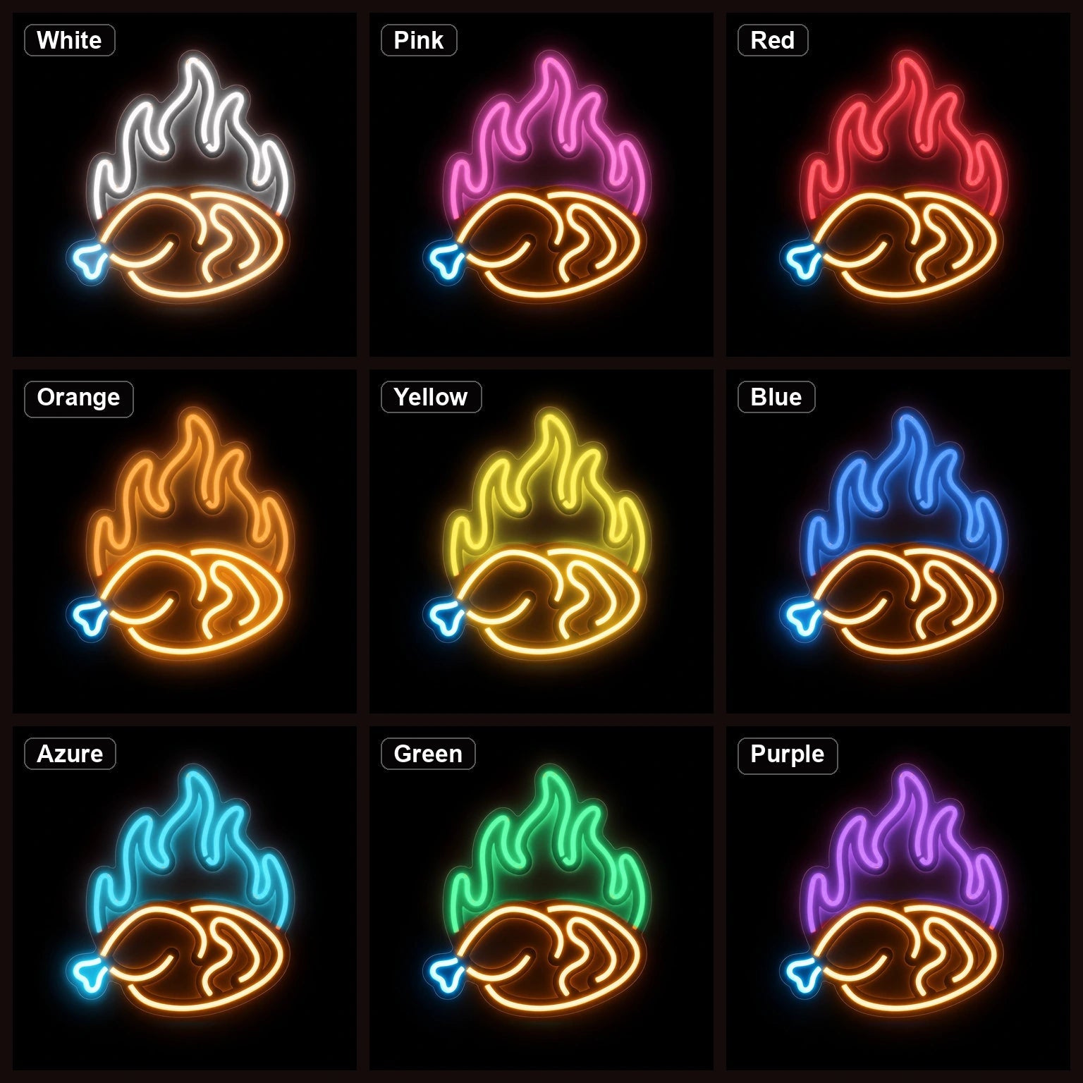 Fried Chicken Leg With Flames LED Neon Sign Home Bar Wall Decoration - Shineneon