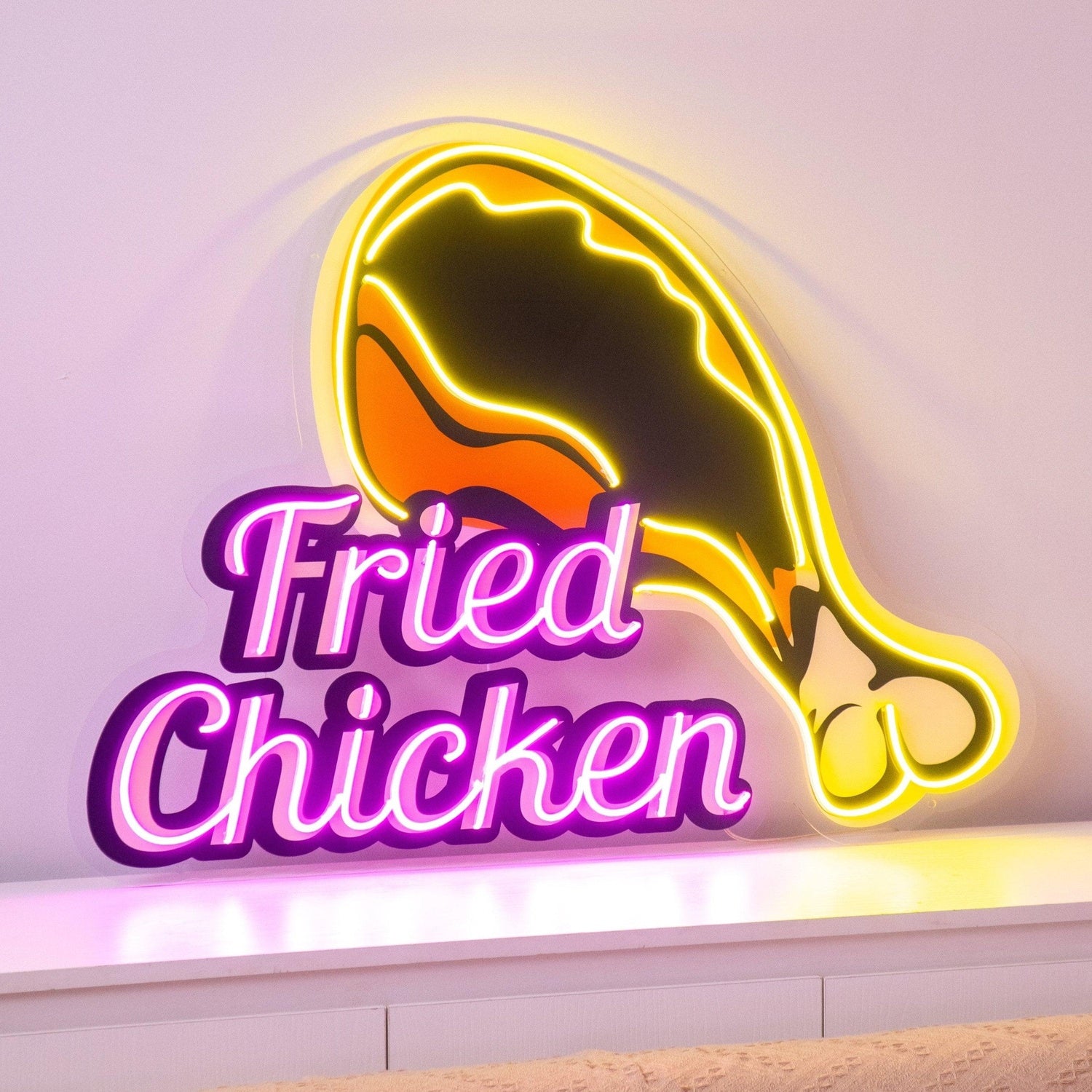 Fried Chicken Multicolor Uv Printed Led Neon Sign For Restaurant Fast Food Decor | Shineneon