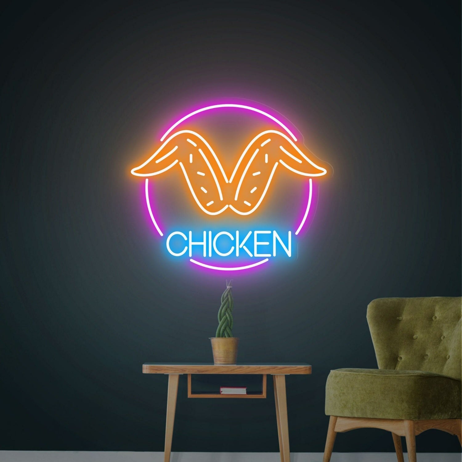 Fried Chicken Wings Led Neon Sign Chic Birthday Decor - Shineneon