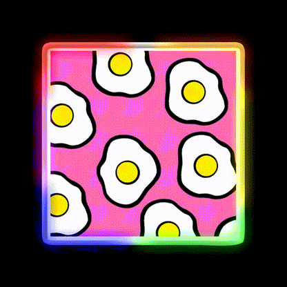Fried Eggs Snack Food Led Neon Sign Rgb Color - LED neon sign close-up detail
