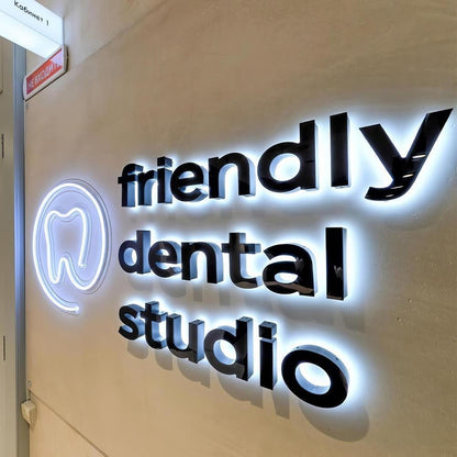 Friendly Dental Studio 3D Backlit Letters Business Metal Led Sign - Shineneon