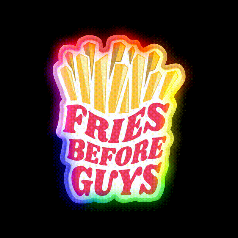 Fries Before Guys Fast Food Led Neon Sign For Burger Place Rgb Color - LED neon sign close-up detail