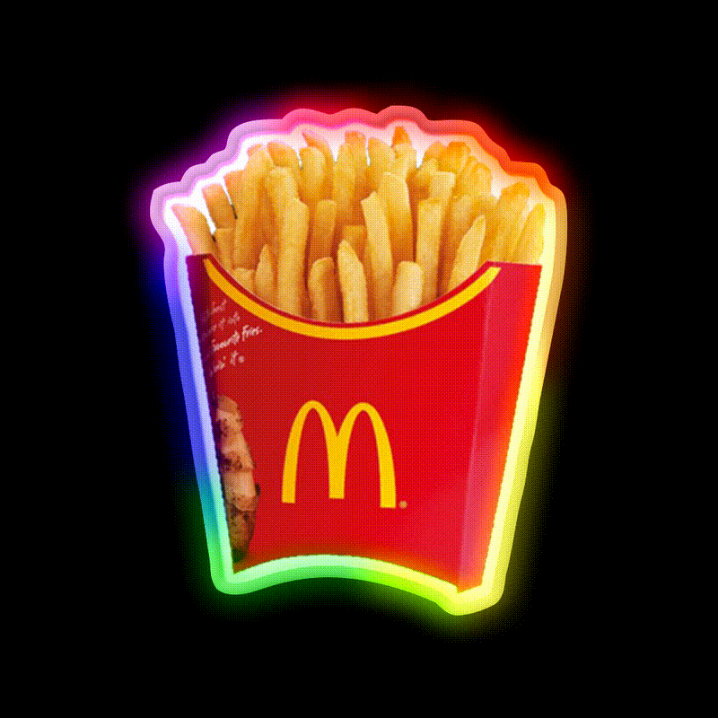 Fries Fast Food Led Neon Sign For Burger Place Open Food Sign Rgb Color - LED neon sign close-up detail
