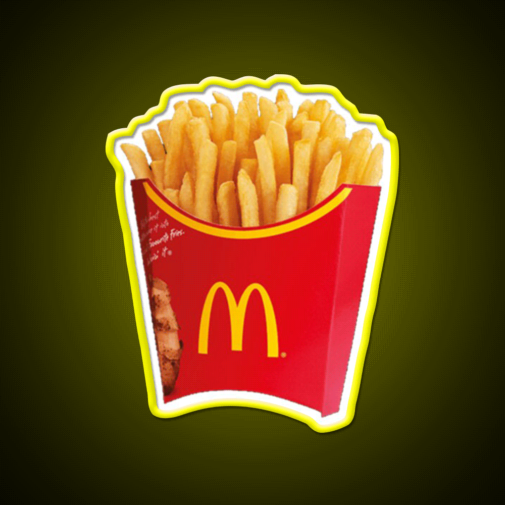 Fries Fast Food Led Neon Sign For Burger Place Open Food Sign Rgb Color - Custom LED neon sign front view