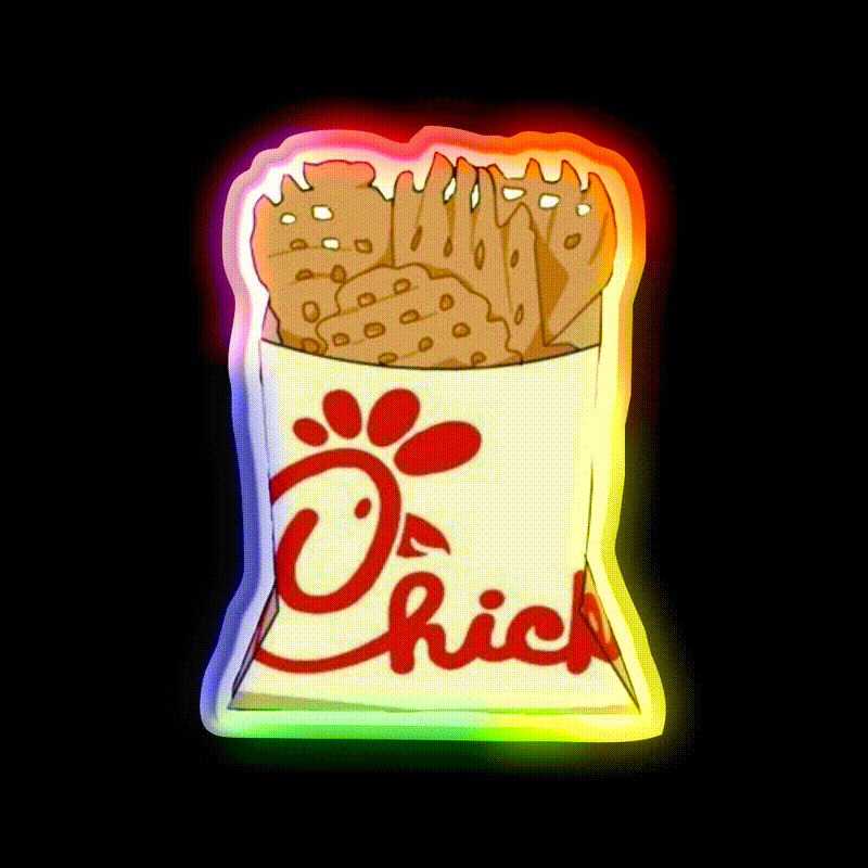 Fries Fast Food Led Neon Sign For Burger Place Retro Diner Neon Sign Rgb Color - LED neon sign close-up detail