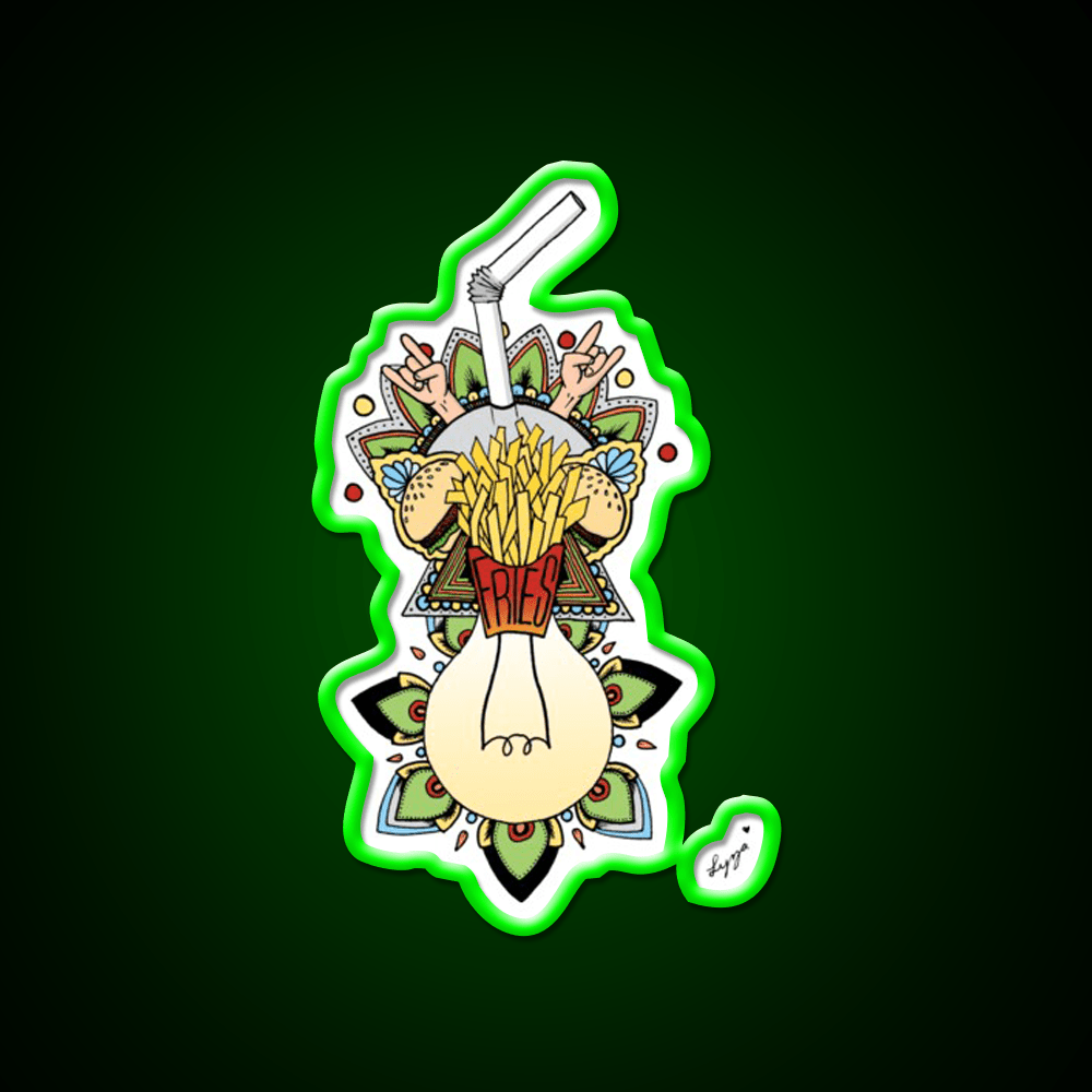 Fries Fast Food Led Neon Sign For Burger Place Rgb Color - Shineneon