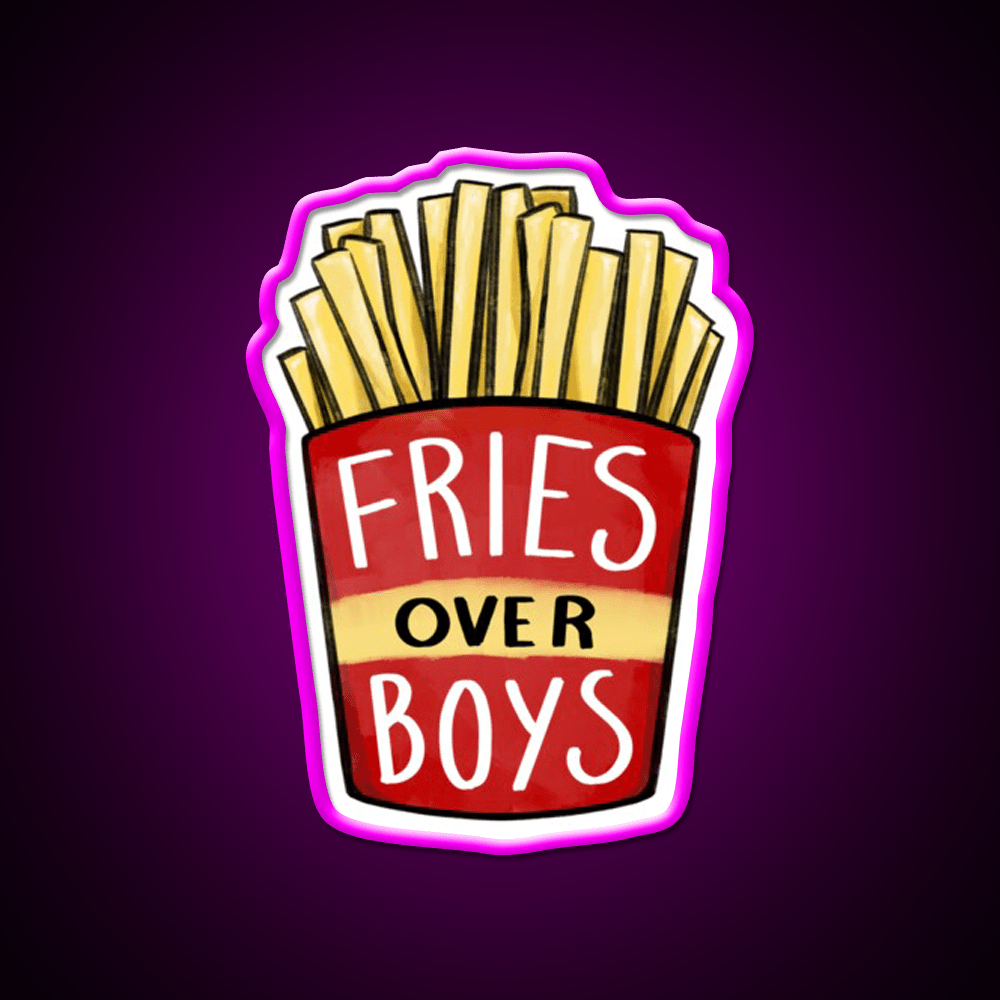 Fries Over Boys Fast Food Led Neon Sign For Burger Place Rgb Color - Shineneon
