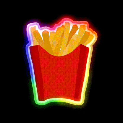 Fries Over Everything Fast Food Led Neon Sign For Burger Place Rgb Color - LED neon sign close-up detail