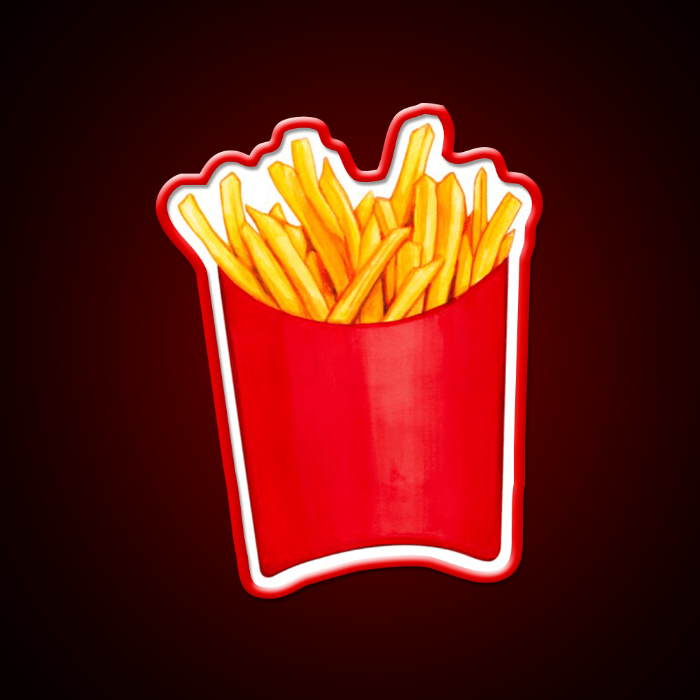 Fries Pattern 2 White Fast Food Led Neon Sign For Burger Place Rgb Color - Shineneon