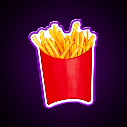 Fries Pattern 2 White Fast Food Led Neon Sign For Burger Place Rgb Color - Shineneon