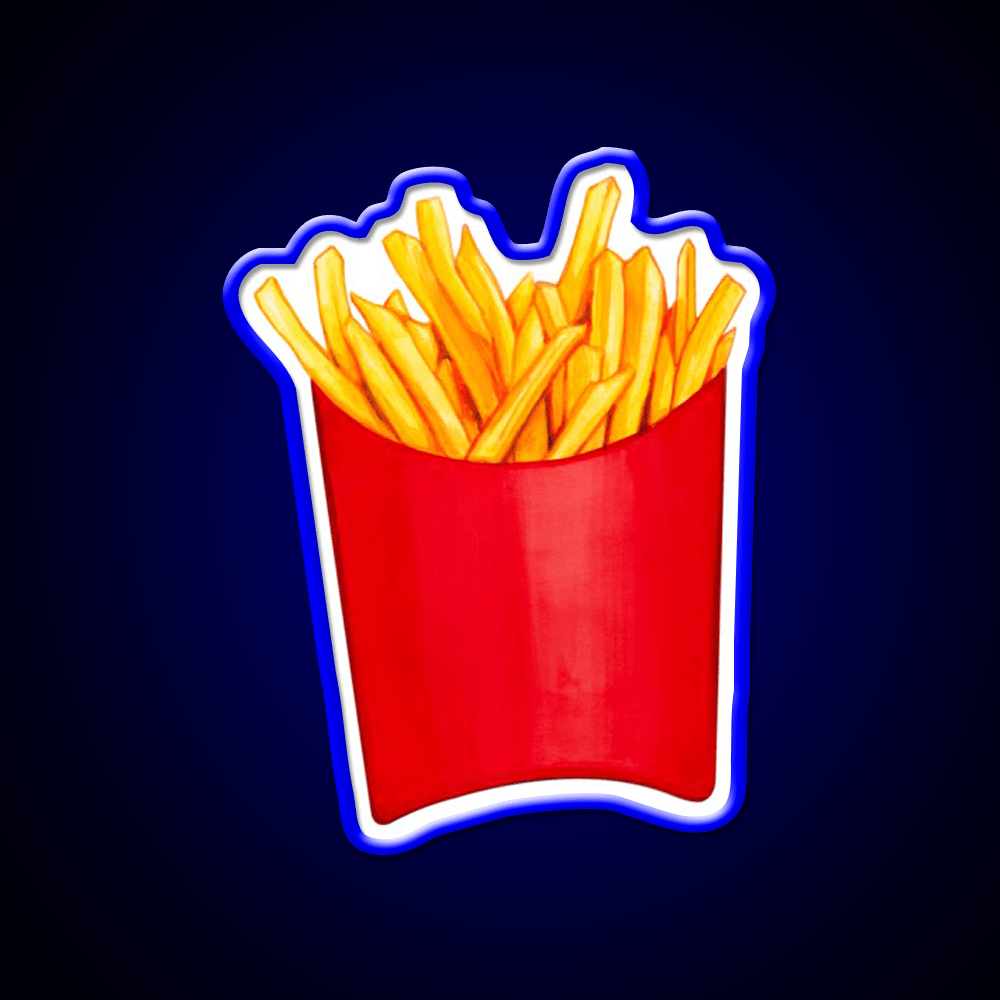 Fries Pattern 2 White Fast Food Led Neon Sign For Burger Place Rgb Color - Shineneon