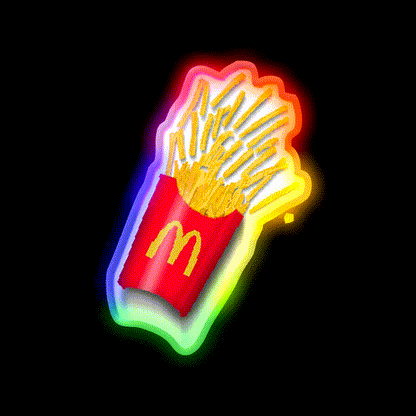 Fries Pixel Art Fast Food Led Neon Sign For Burger Place Rgb Color - LED neon sign close-up detail
