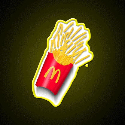 Fries Pixel Art Fast Food Led Neon Sign For Burger Place Rgb Color - Custom LED neon sign front view